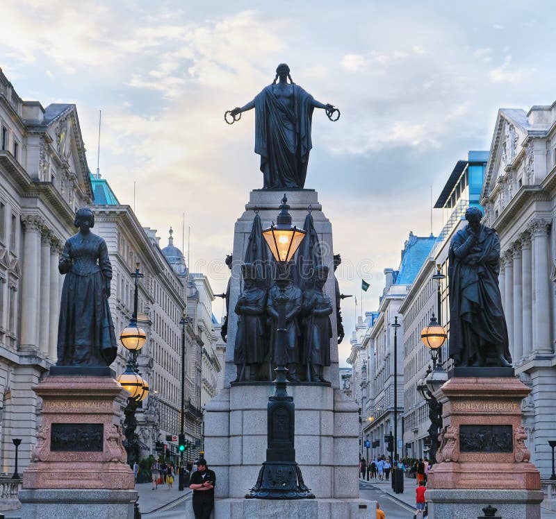 Florence Nightingale,s and Sidney Herbert statue in the west end, during blue hour sunset. Florence Nightingale,s and Sidney Herbert statue in the west end, during blue hour sunset.