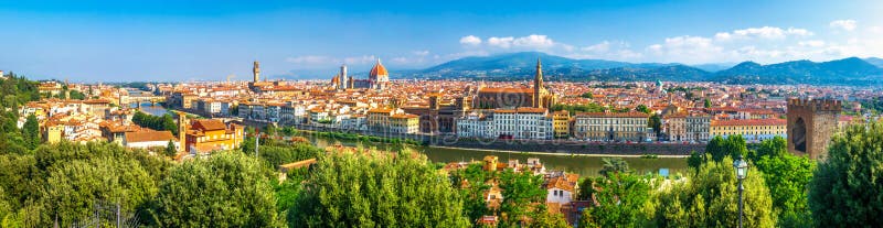 florence panorama Italy Zadziwiający panoramiczny widok od Michelangelo parka kwadrata na Florencja Palazzo Vecchio i Duomo kated zdjęcia royalty free florence panorama Italy Zadziwiający panoramiczny widok od Michelangelo parka kwadrata na Florencja Palazzo Vecchio i Duomo kated zdjęcia royalty free