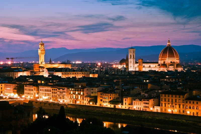 Florence skyline at sunset royalty free stock image