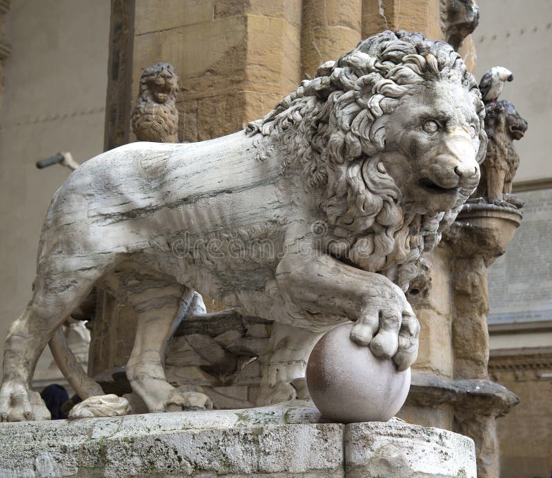 Florence, the Statue of a Lion Stock Image Image of history