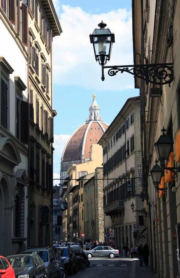 Florence, Street and Cathedral Stock Photo Image of scape, life 14153350