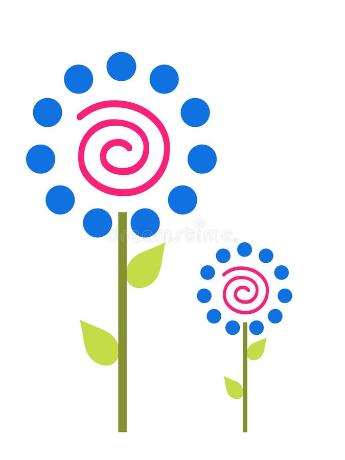 Flores azules del punto de polca stock de ilustración Flores azules del punto de polca stock de ilustración