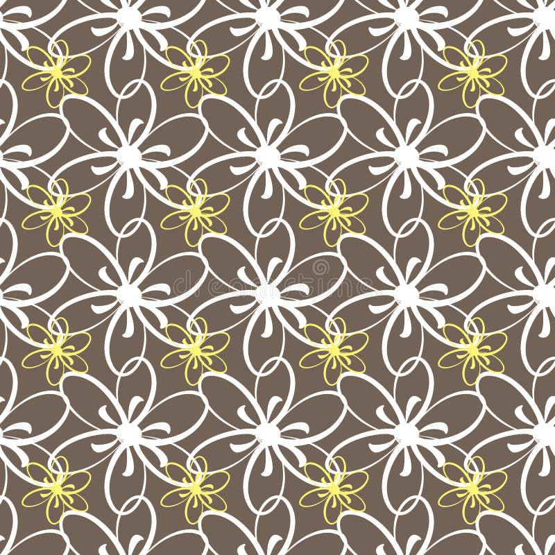 Flores blancas y amarillas pintadas con un cepillo Fondo de Brown stock de ilustración Flores blancas y amarillas pintadas con un cepillo Fondo de Brown stock de ilustración