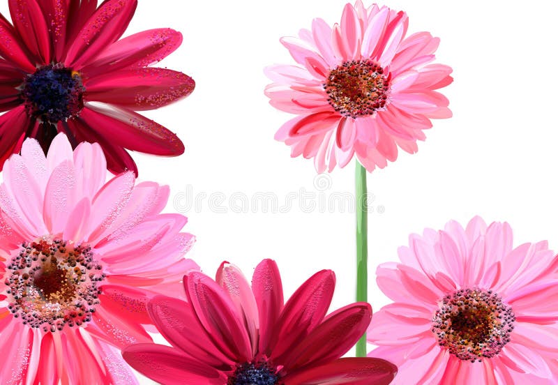 Artistic background - painted flowers over white. Artistic background - painted flowers over white