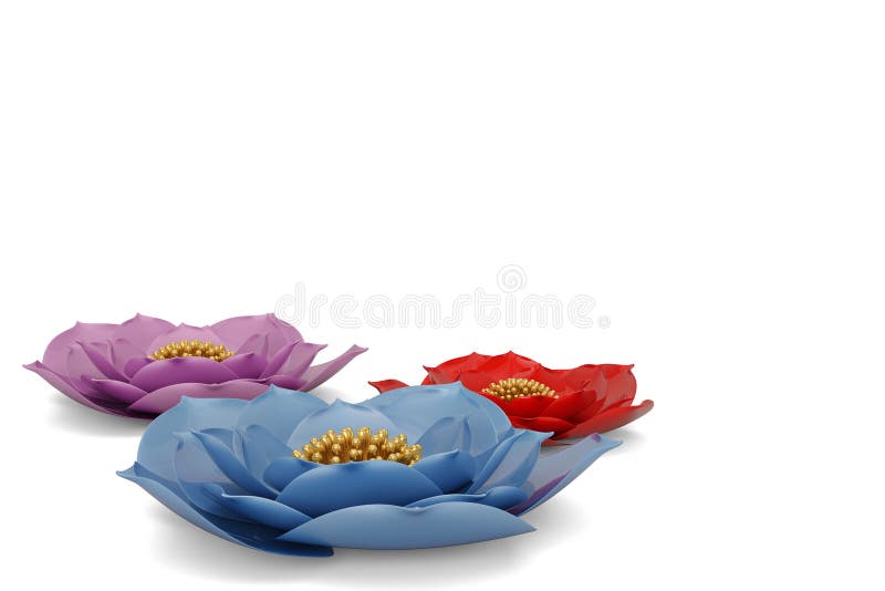 Flores 3D aisladas en el ejemplo blanco del fondo 3D