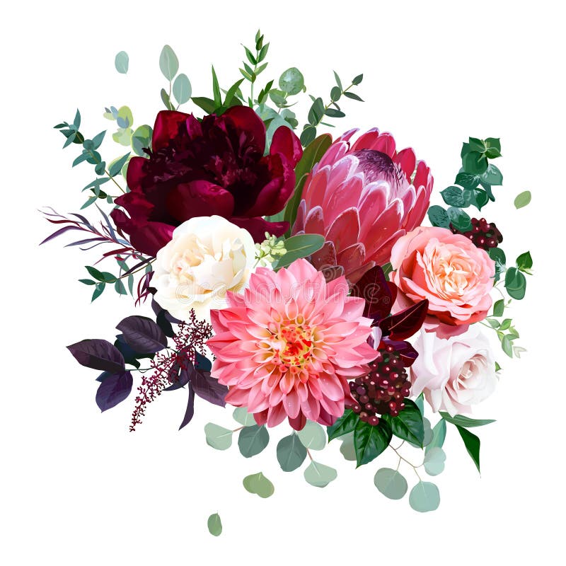 Flores de otoño de lujo ramo vectorial ilustración del vector