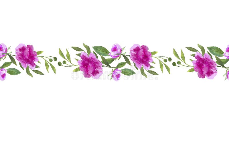 Flores Decorativas De Acuarela En Un Fondo Blanco Stock de ilustración -  Ilustración de hermoso, rosa: 175451262