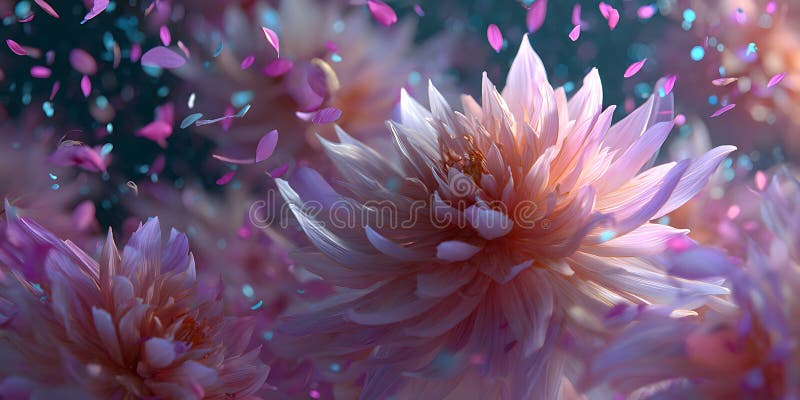 Flores Eetérocas Rosa Espancadas Arte Espetacular ilustração royalty free