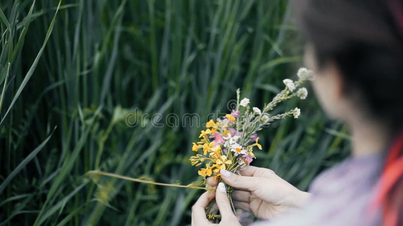 Flores en el campo Muchacha en el campo paganism
