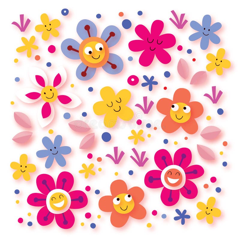 Flores felizes ilustração stock Flores felizes ilustração stock