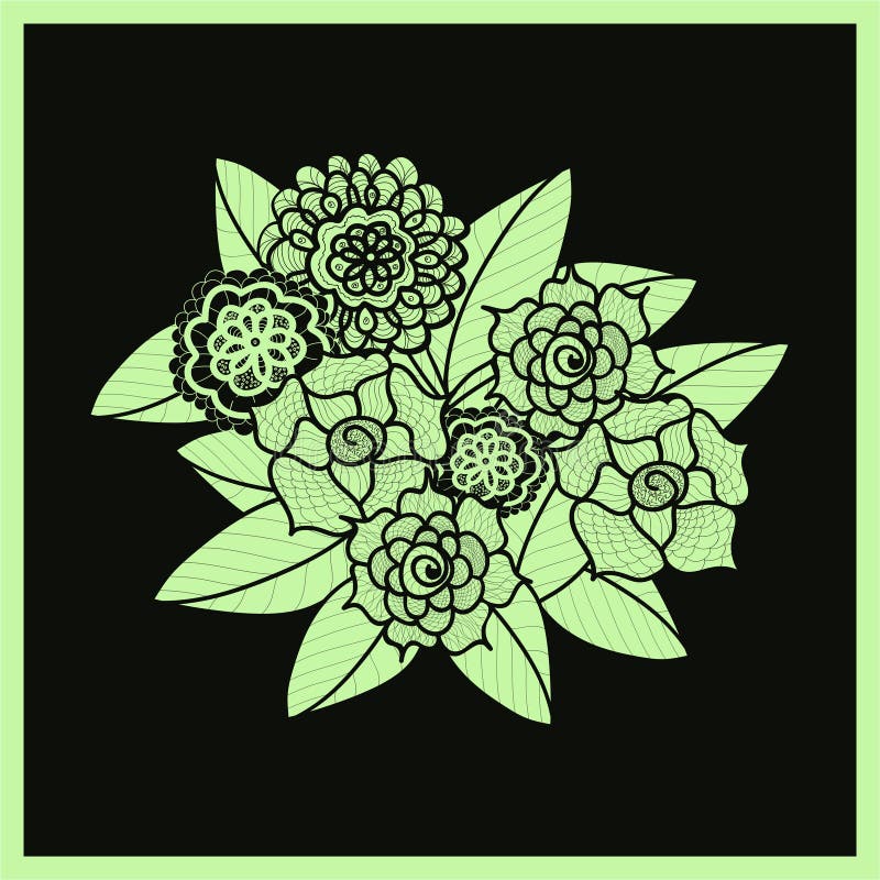 Flores hermosas del arte del garabato Modelo de Zentangle Elemento herbario dibujado mano del diseño libre illustration Flores hermosas del arte del garabato Modelo de Zentangle Elemento herbario dibujado mano del diseño libre illustration