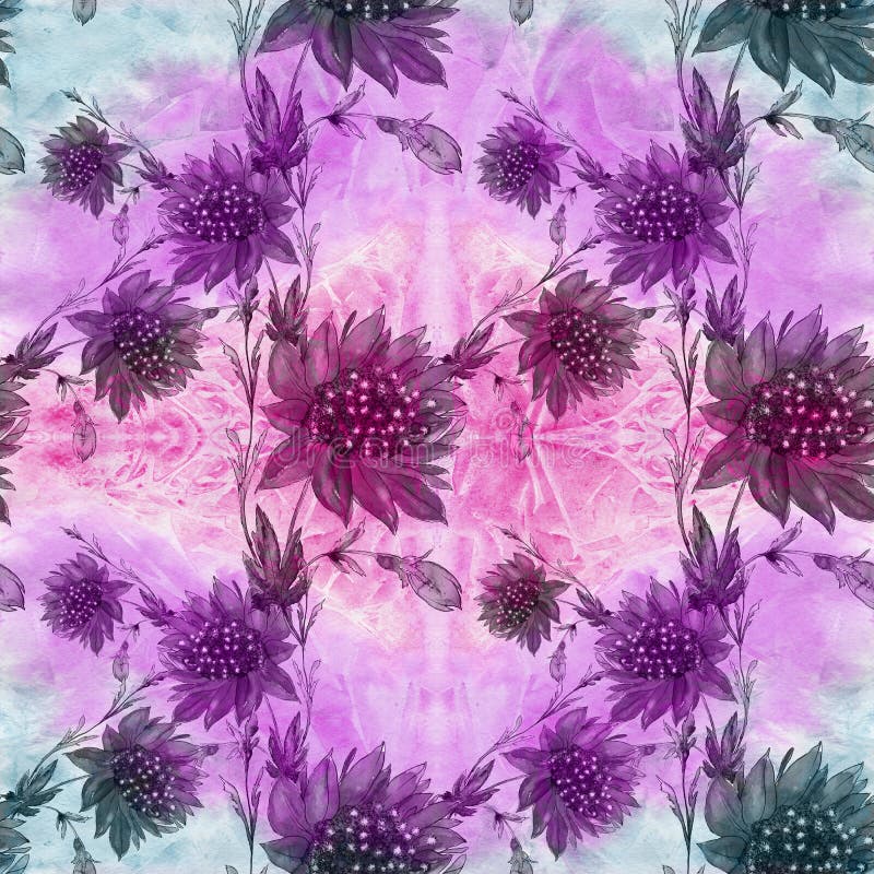 Flores Imagem de fundo abstrata da aquarela - composição decorativa U ilustração royalty free Flores Imagem de fundo abstrata da aquarela - composição decorativa U ilustração royalty free