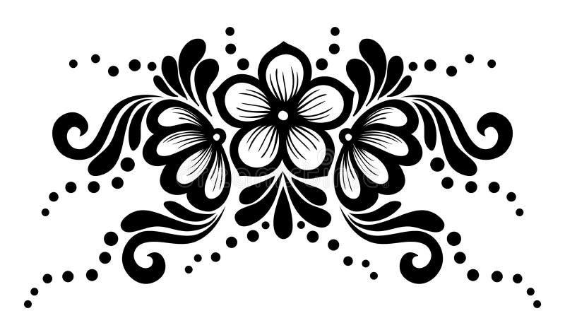 Flores preto e branco e folhas do laço isoladas no branco. Elemento do design floral no estilo retro. ilustração do vetor Flores preto e branco e folhas do laço isoladas no branco. Elemento do design floral no estilo retro. ilustração do vetor