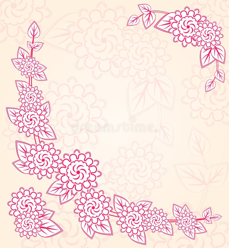 Flores rosadas en la esquina floral de la tarjeta ilustración del vector Flores rosadas en la esquina floral de la tarjeta ilustración del vector