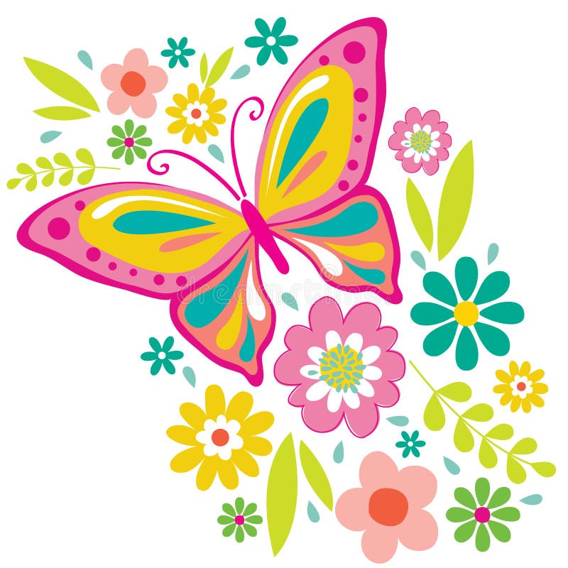 Flores Y Mariposa De La Primavera Ilustración del Vector - Ilustración de vector, fondos: 97638863 Flores Y Mariposa De La Primavera Ilustración del Vector - Ilustración de vector, fondos: 97638863