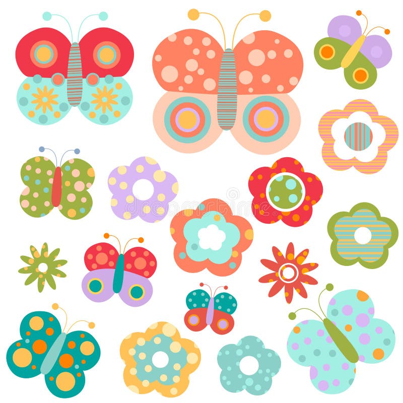 Flores y mariposas ilustración del vector Flores y mariposas ilustración del vector