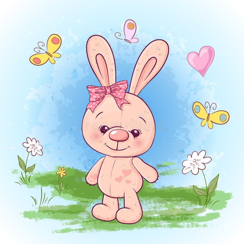 Flores y mariposas lindas de las liebres de la postal del ejemplo pequeñas Impresi?n en sitio de la ropa y de ni?os ilustración del vector Flores y mariposas lindas de las liebres de la postal del ejemplo pequeñas Impresi?n en sitio de la ropa y de ni?os ilustración del vector