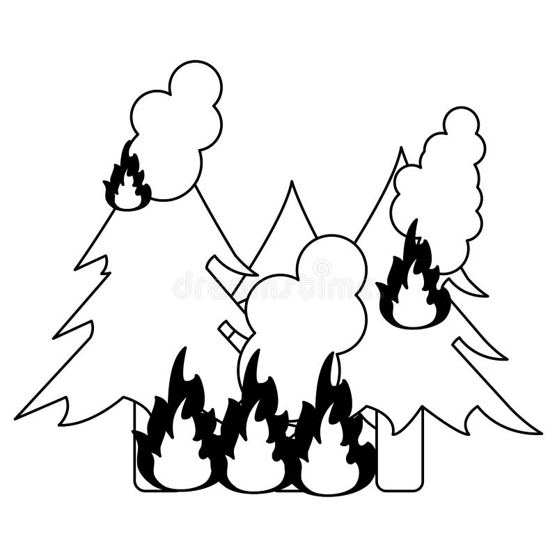 Floresta Das árvores No Fogo Preto E Branco Ilustração do Vetor -  Ilustração de fogueira, perigoso: 140065698