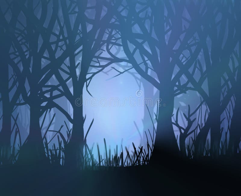Floresta escura assustador. ilustração do vetor Floresta escura assustador. ilustração do vetor