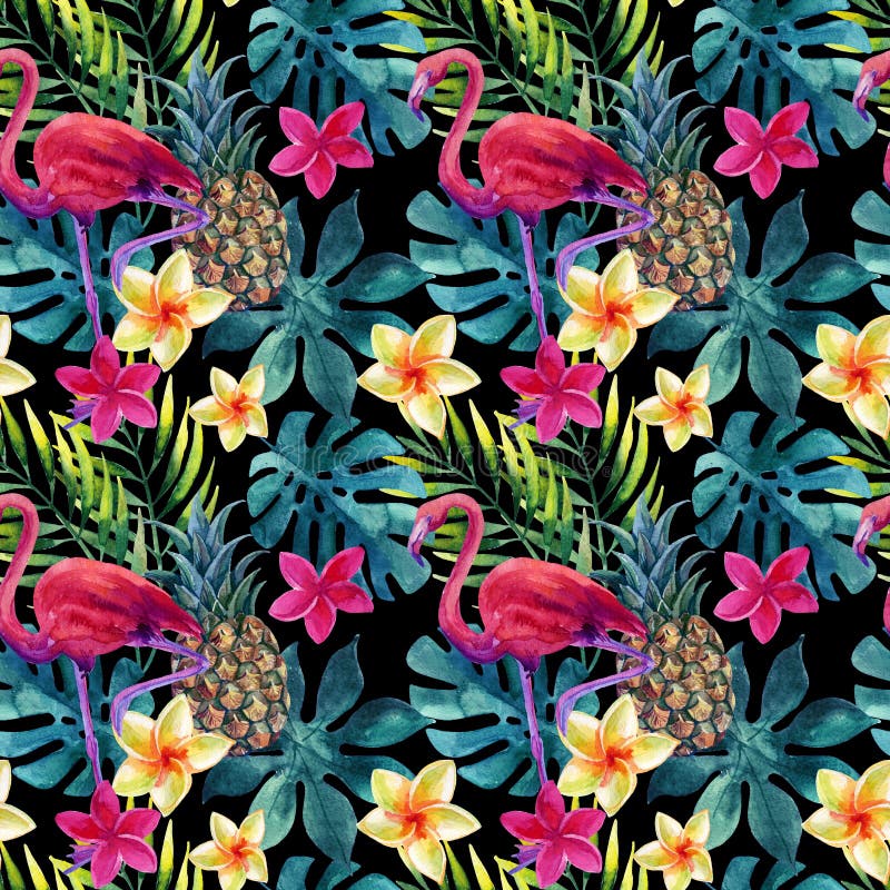 Flori de ananas tropicale și frunze cu umbre royalty free illustration