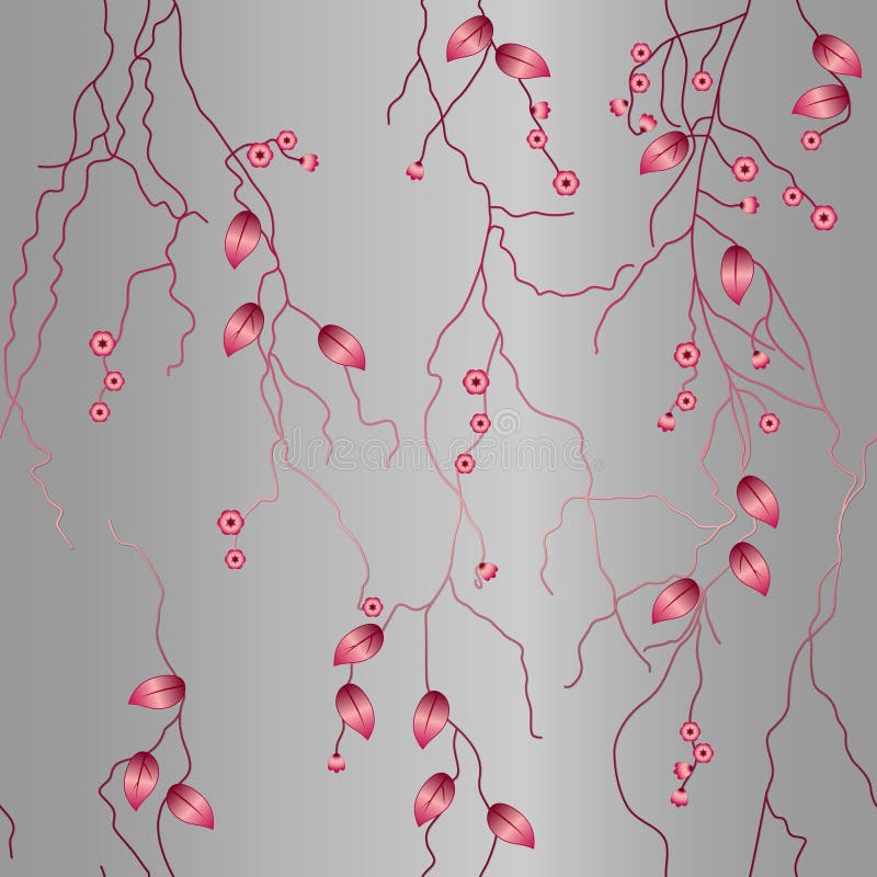 Flori delicate de roz pe un fundal gri deschis cu gradient model fără sudură stock illustration