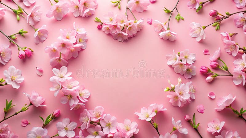 Flori roz delicat, aranjate pe fond roz deschis vector illustration