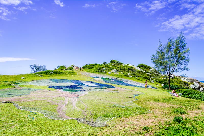 Streched fishing net in Florianopolis, Brazil.