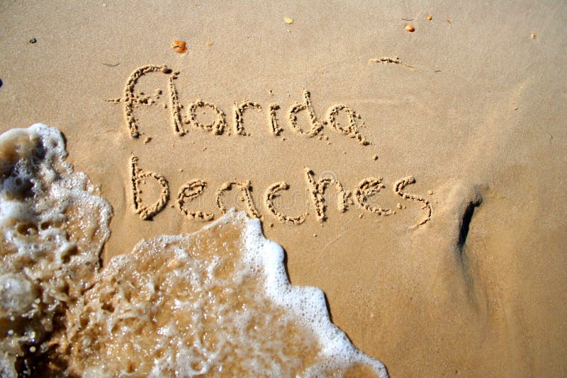 Spiagge della Florida scritto nel surf e sabbia.