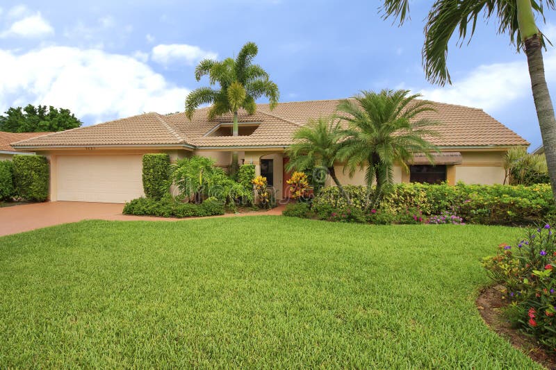Florida clean ranch style home with roof hole to accomodate palm tree