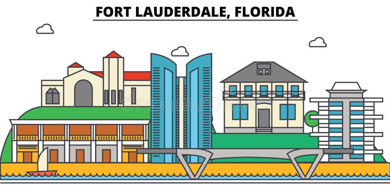 florida fortu lauderdale Miasto linia horyzontu, architektura, budynki, ulicy, sylwetka, krajobraz, panorama, punkty zwrotni royalty ilustracja florida fortu lauderdale Miasto linia horyzontu, architektura, budynki, ulicy, sylwetka, krajobraz, panorama, punkty zwrotni royalty ilustracja