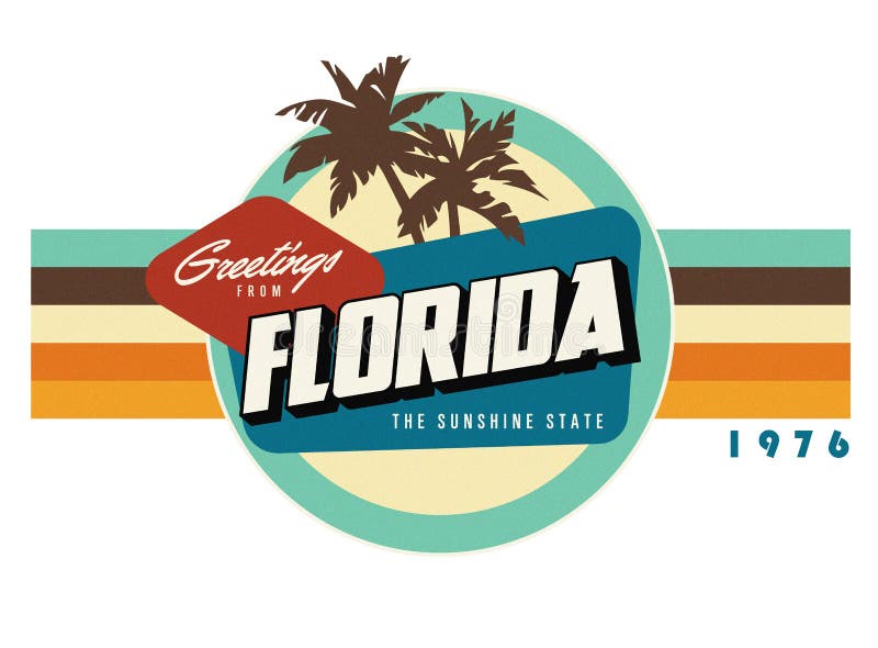 Florida-Weinlese-Postkartenartt-shirt Entwurfskunst vektor abbildung Florida-Weinlese-Postkartenartt-shirt Entwurfskunst vektor abbildung