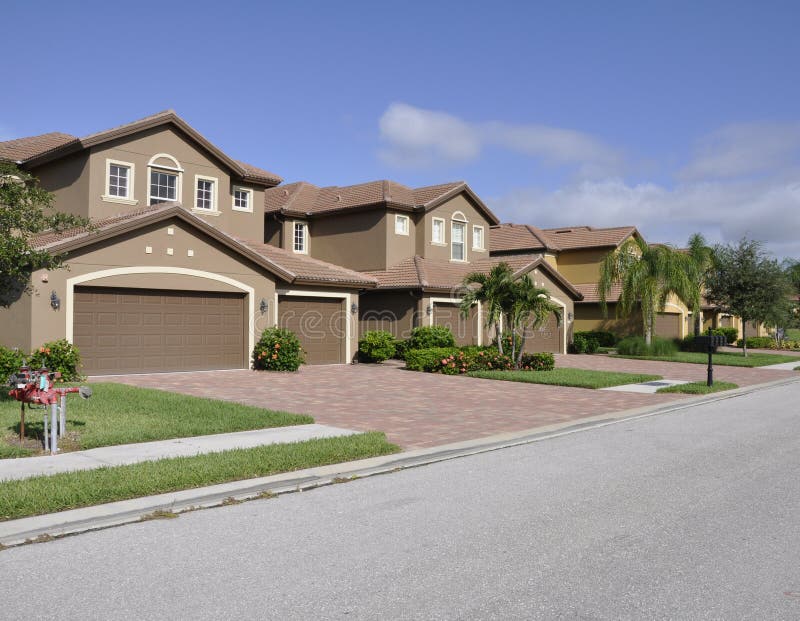 Row of typical modern homes in a developement in Naples Florida. Row of typical modern homes in a developement in Naples Florida