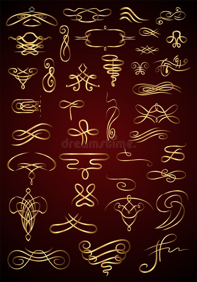 Florido elemento di progettazione calligrafico. vintage swirls and scroll per decorazioni di pagine. simboli ornamentali per la pr illustrazione vettoriale