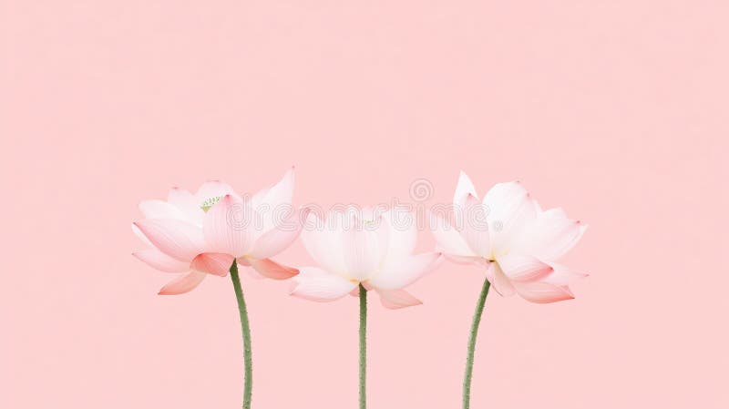 Florile de lotus roz delicat pe fond roz moale creează o atmosferă senină stock illustration
