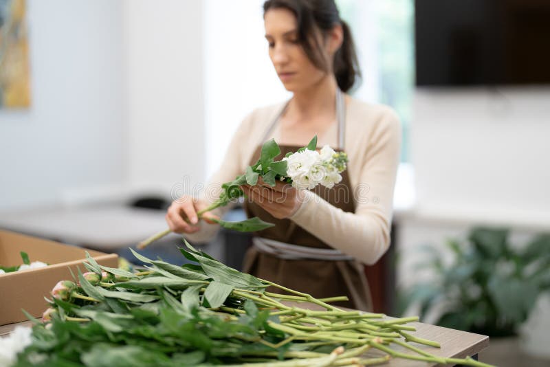 Florist Working with Flowers Stock Image Image of florist, flora