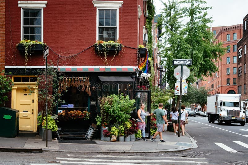 Florista colorido en el Greenwich Village Nueva York imágenes de archivo libres de regalías Florista colorido en el Greenwich Village Nueva York imágenes de archivo libres de regalías
