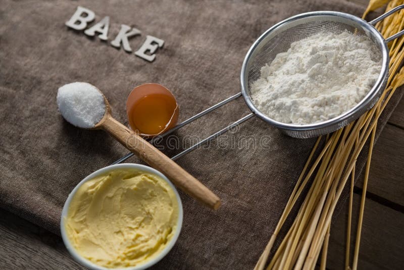 Flour Inside Sieve Placed Over Wheat Stem Stock Image Image of bakery