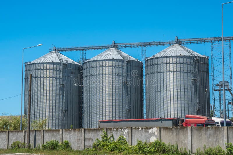 Flour Mill Grain Elevators and Railroad Tracks Poti, Stock