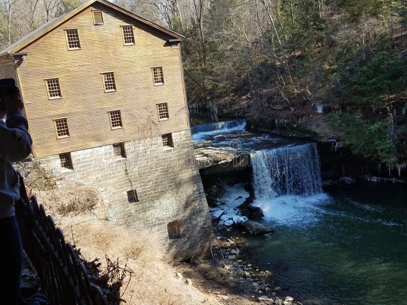 Flour mill with waterfall stock photo. Image of waterfall 138506644