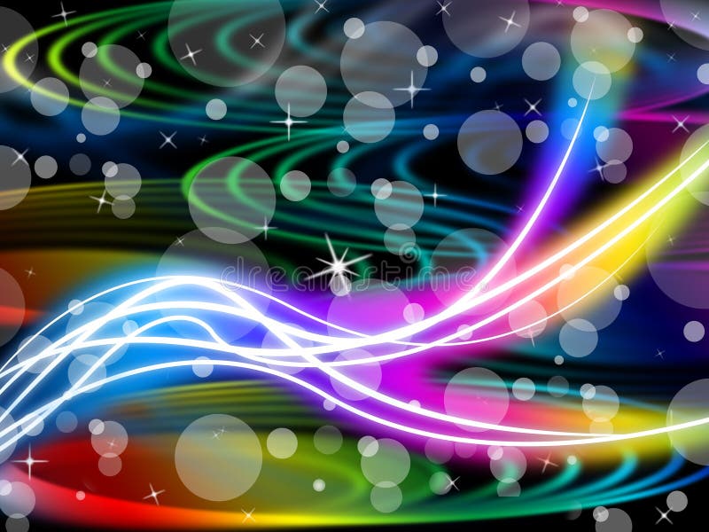 Flourescent Swirls Background Means Colorful Space And Bubbles stock illustration