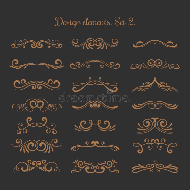 Flourish vector embellishments. Flourishes filigree calligraphic elegant swirls elements stock illustration Flourish vector embellishments. Flourishes filigree calligraphic elegant swirls elements stock illustration
