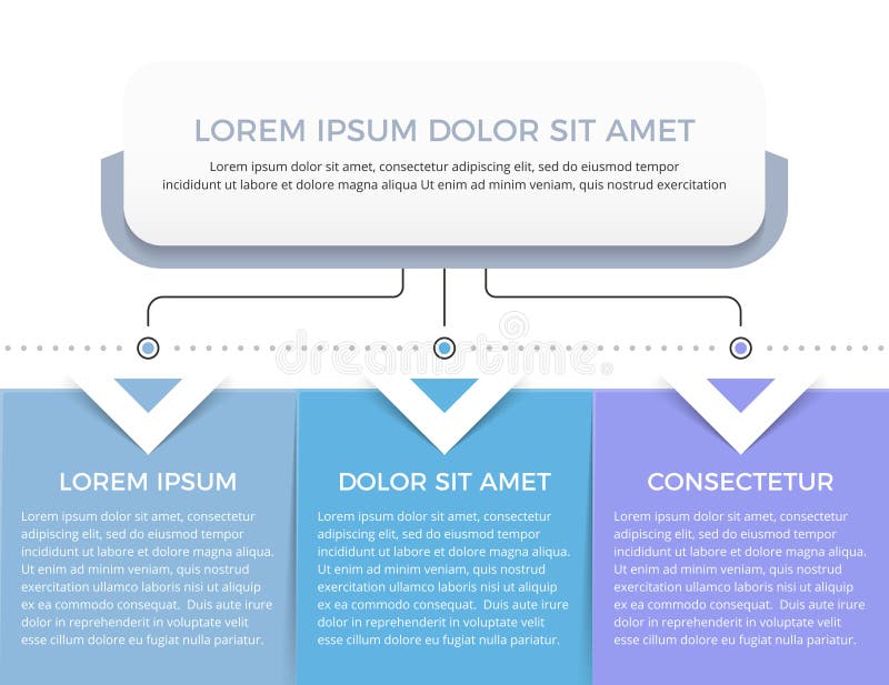 Flow Chart with 3 Elements stock illustration