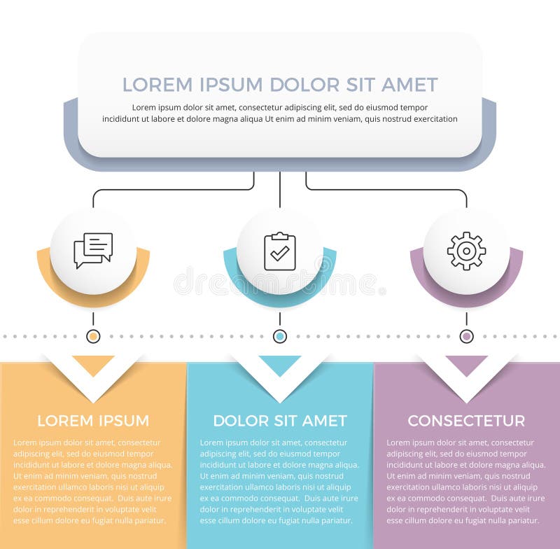 Flow Chart with 3 Elements vector illustration