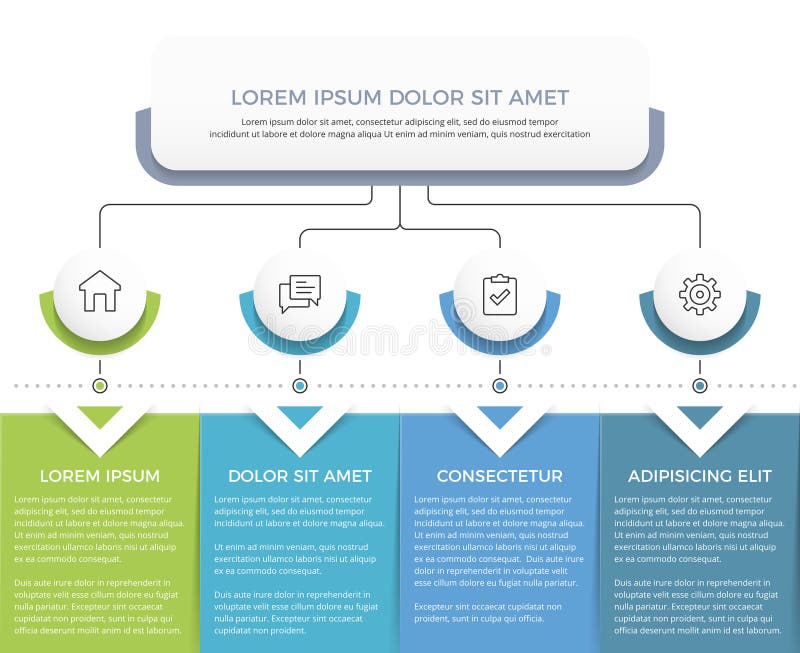 Flow Chart with 4 Elements vector illustration