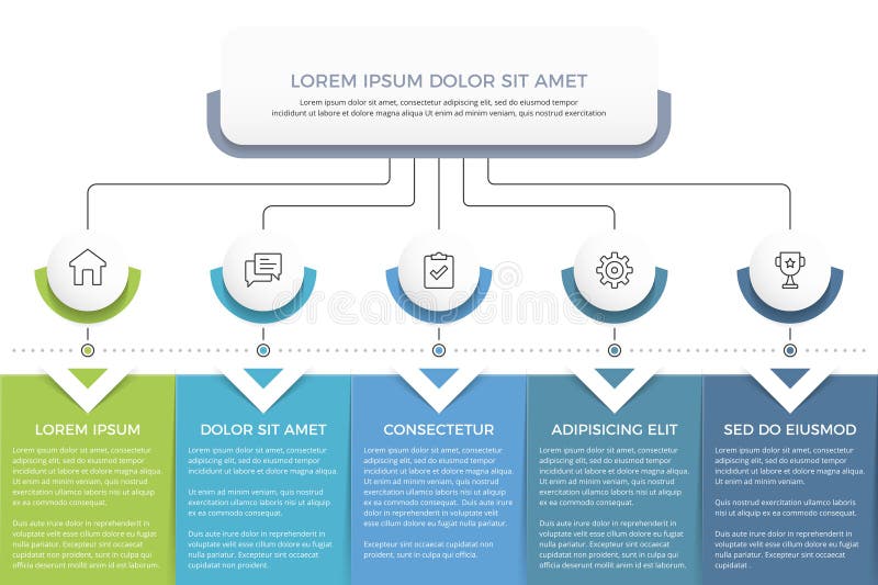 Flow Chart with 5 Elements royalty free illustration