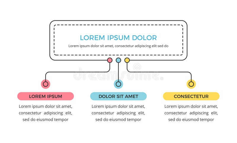 Flow chart with 3 Elements stock illustration