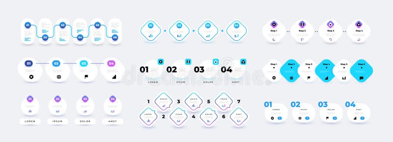 Flow chart infographic. Step 4 elements milestone timeline for business presentation, modern simple diagram. Vector stock illustration