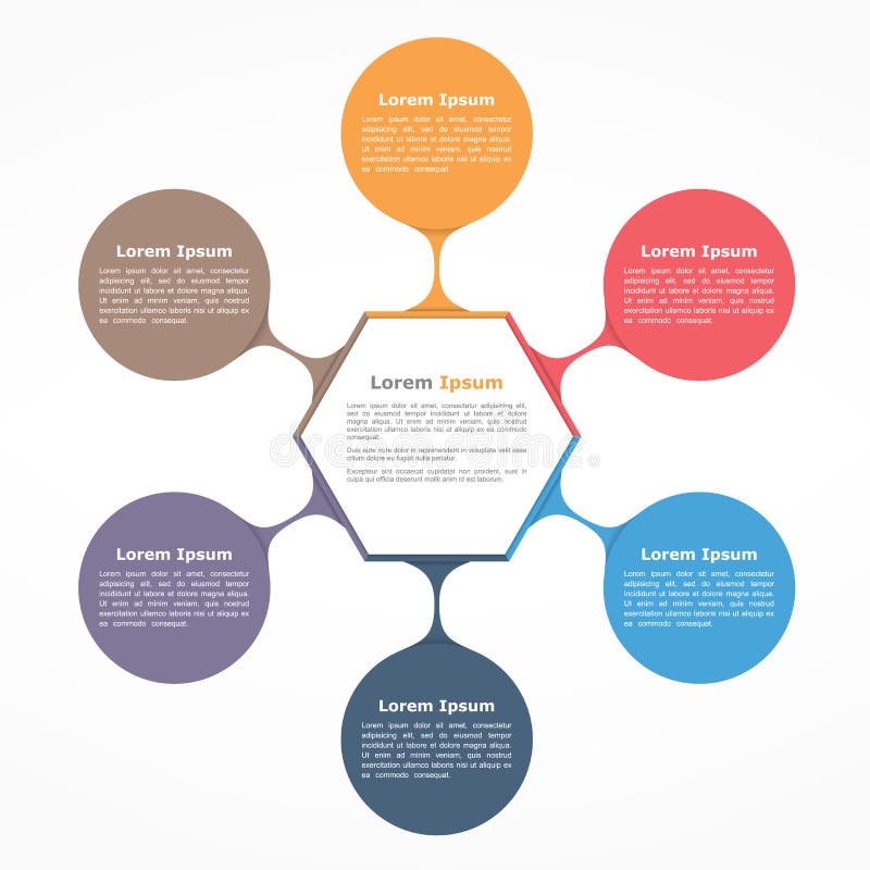 Flow Chart Six Elements stock illustration