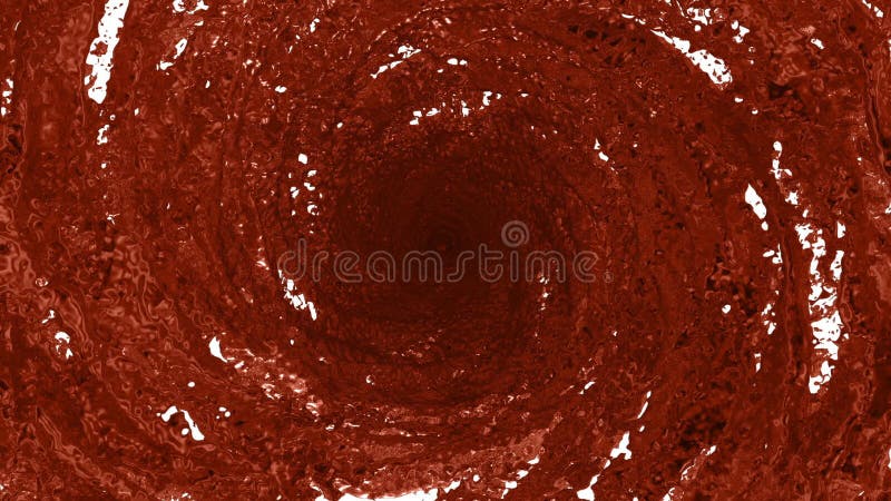 Flow of cooper or bronze liquid spins into a whirlpool or a tornado. The flow of metal liquid rotates and forms a vector illustration