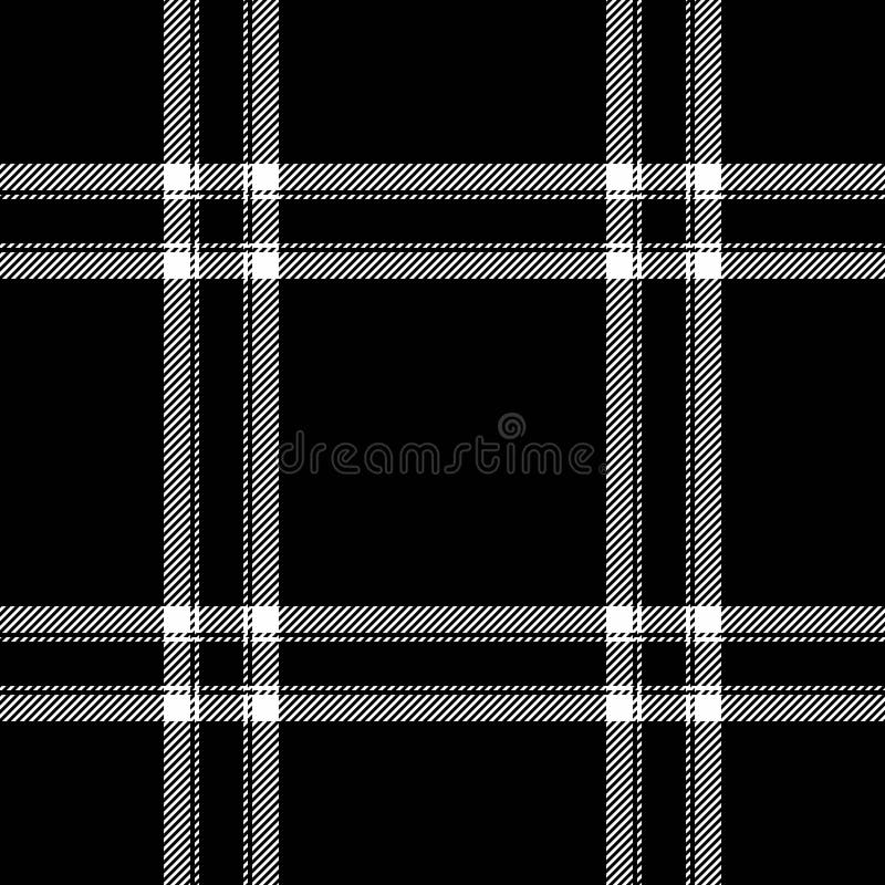 Flow fabric check texture, rustic vector pattern plaid. Close up seamless textile background tartan in black and white colors stock illustration
